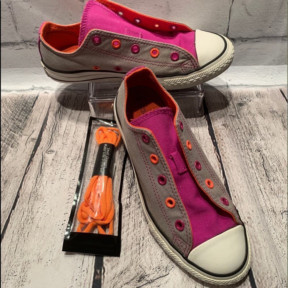 CONVERSE Girl's All Star Grey Double Tongue Sneakers / Size: 2 Junior